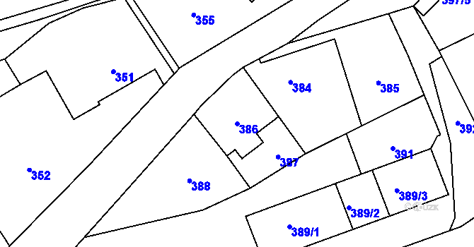 Parcela st. 386 v KÚ Žulová, Katastrální mapa