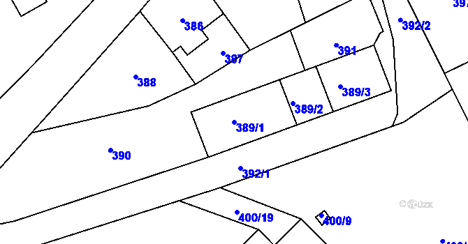 Parcela st. 389/1 v KÚ Žulová, Katastrální mapa