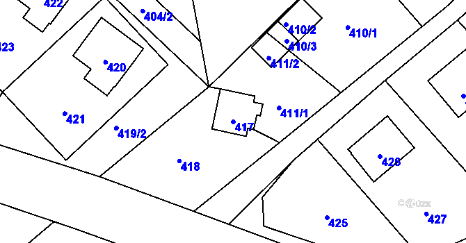 Parcela st. 417 v KÚ Žulová, Katastrální mapa