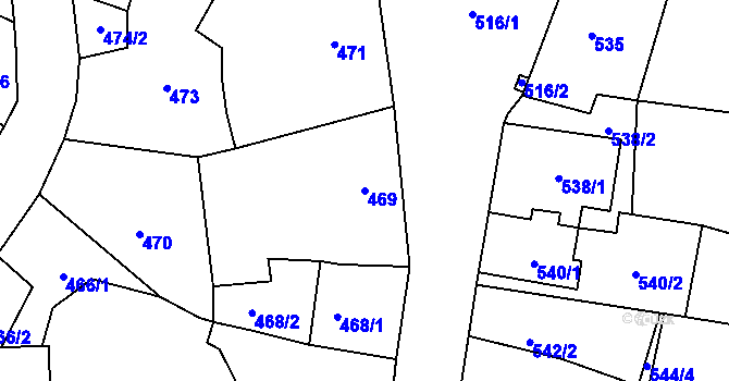 Parcela st. 469 v KÚ Žulová, Katastrální mapa