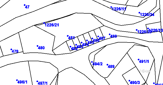 Parcela st. 484 v KÚ Žulová, Katastrální mapa