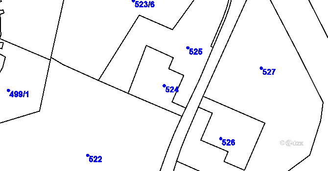 Parcela st. 524 v KÚ Žulová, Katastrální mapa