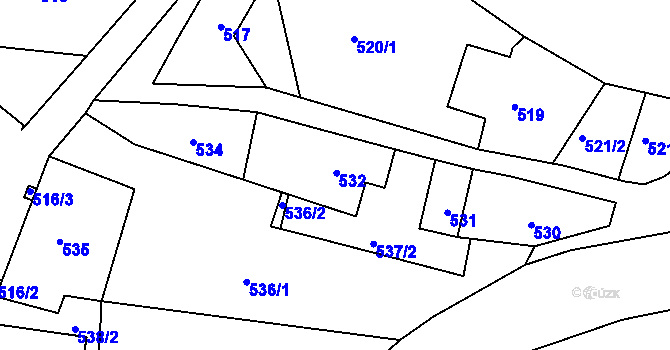 Parcela st. 532 v KÚ Žulová, Katastrální mapa