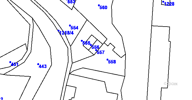 Parcela st. 557 v KÚ Žulová, Katastrální mapa