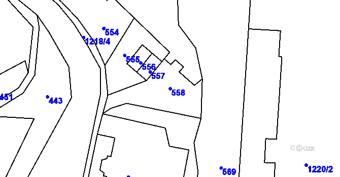 Parcela st. 558 v KÚ Žulová, Katastrální mapa