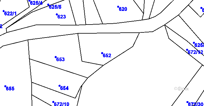 Parcela st. 652 v KÚ Žulová, Katastrální mapa