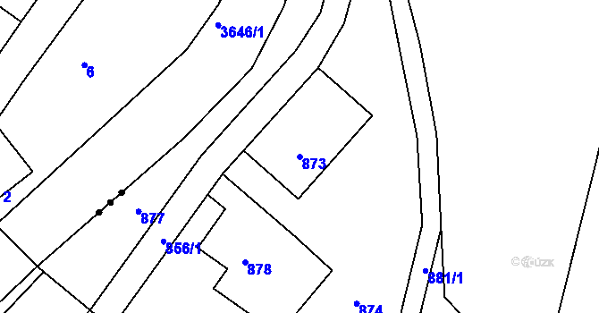 Parcela st. 873 v KÚ Žulová, Katastrální mapa