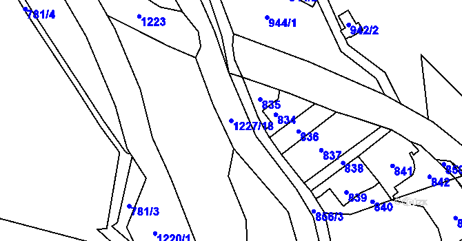 Parcela st. 1227/18 v KÚ Žulová, Katastrální mapa