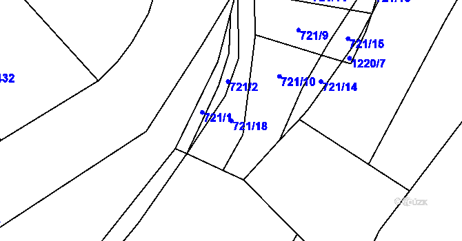 Parcela st. 721/18 v KÚ Žulová, Katastrální mapa