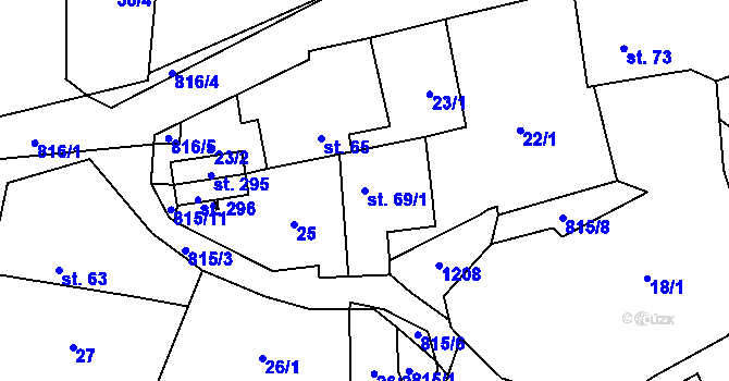 Parcela st. 69/1 v KÚ Žumberk, Katastrální mapa