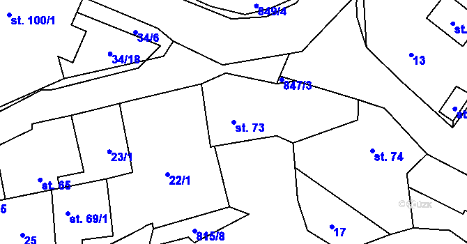 Parcela st. 73 v KÚ Žumberk, Katastrální mapa