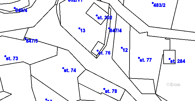 Parcela st. 76 v KÚ Žumberk, Katastrální mapa