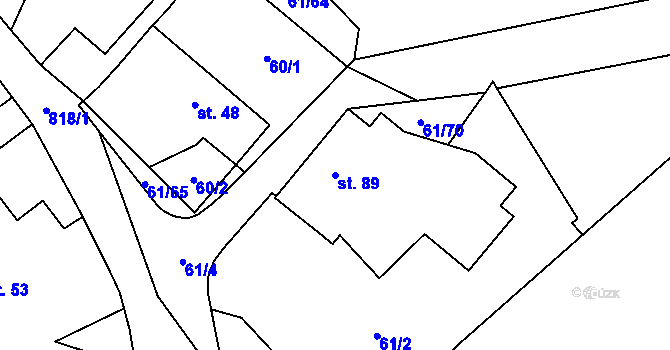 Parcela st. 89 v KÚ Žumberk, Katastrální mapa