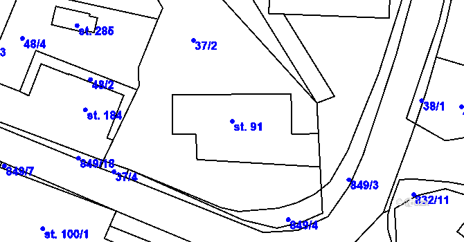 Parcela st. 91 v KÚ Žumberk, Katastrální mapa