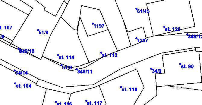 Parcela st. 113 v KÚ Žumberk, Katastrální mapa