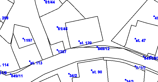 Parcela st. 120 v KÚ Žumberk, Katastrální mapa