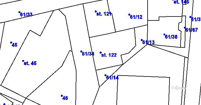 Parcela st. 122 v KÚ Žumberk, Katastrální mapa