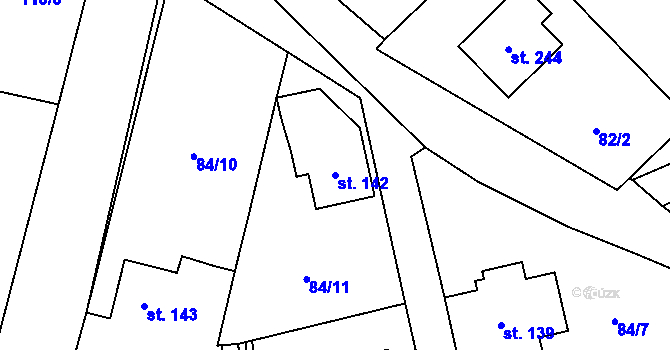 Parcela st. 142 v KÚ Žumberk, Katastrální mapa