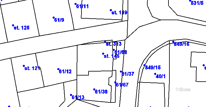 Parcela st. 145 v KÚ Žumberk, Katastrální mapa