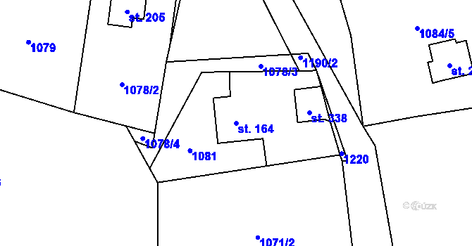 Parcela st. 164 v KÚ Žumberk, Katastrální mapa