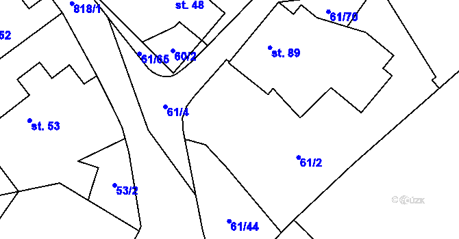 Parcela st. 61/1 v KÚ Žumberk, Katastrální mapa