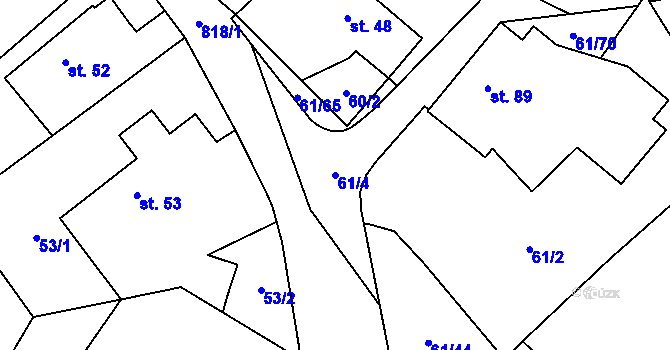Parcela st. 61/4 v KÚ Žumberk, Katastrální mapa