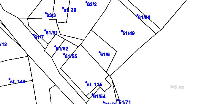 Parcela st. 61/6 v KÚ Žumberk, Katastrální mapa