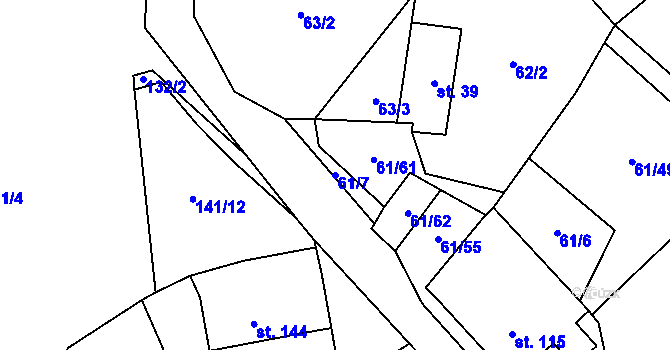 Parcela st. 61/7 v KÚ Žumberk, Katastrální mapa
