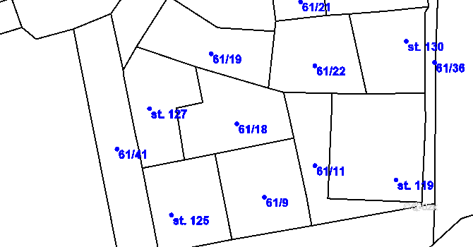 Parcela st. 61/18 v KÚ Žumberk, Katastrální mapa