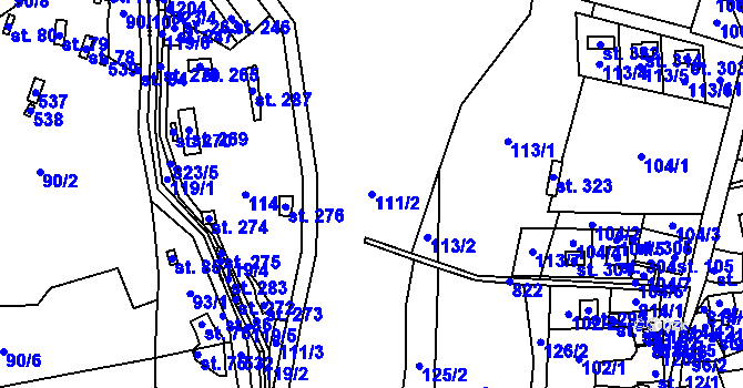 Parcela st. 111/2 v KÚ Žumberk, Katastrální mapa