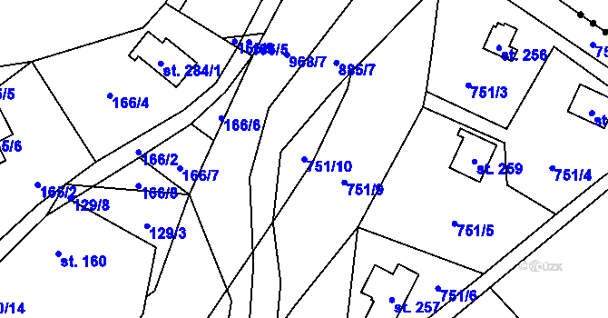 Parcela st. 751/10 v KÚ Žumberk, Katastrální mapa