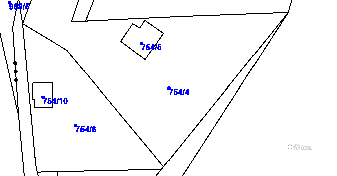 Parcela st. 754/4 v KÚ Žumberk, Katastrální mapa