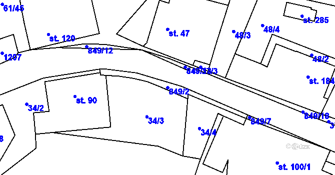 Parcela st. 849/2 v KÚ Žumberk, Katastrální mapa