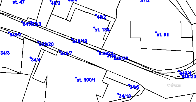 Parcela st. 849/21 v KÚ Žumberk, Katastrální mapa
