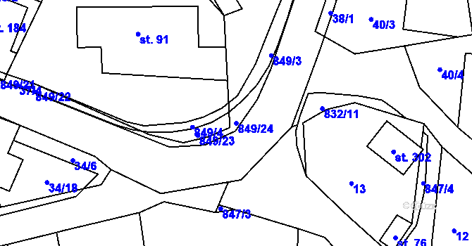 Parcela st. 849/24 v KÚ Žumberk, Katastrální mapa