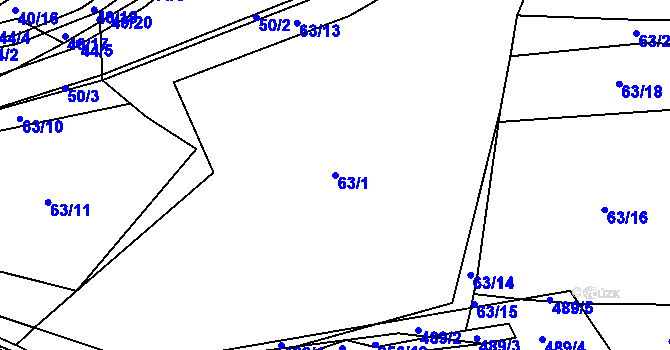 Parcela st. 63/1 v KÚ Kvaslice, Katastrální mapa