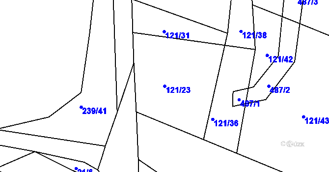 Parcela st. 121/23 v KÚ Kvaslice, Katastrální mapa