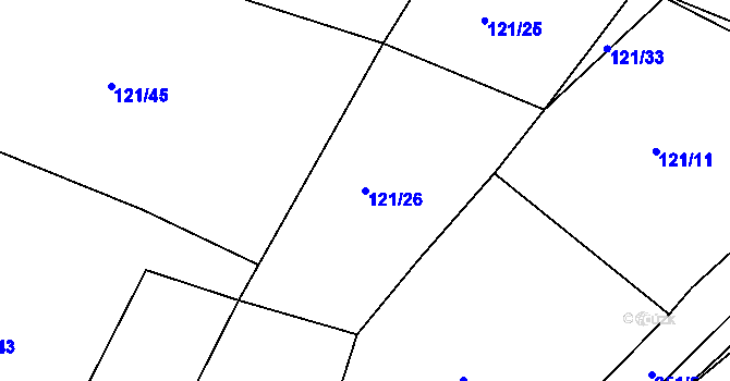 Parcela st. 121/26 v KÚ Kvaslice, Katastrální mapa