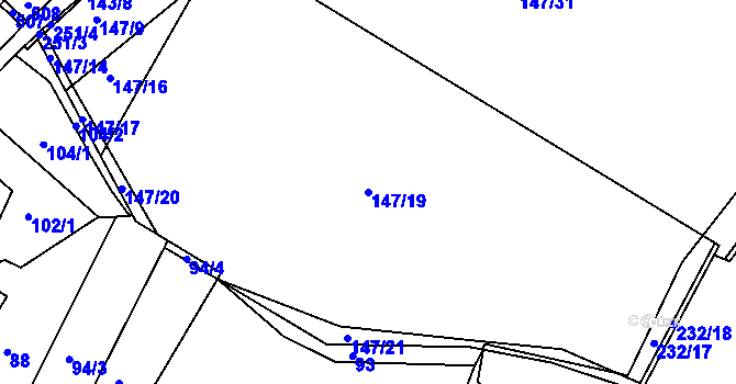 Parcela st. 147/19 v KÚ Kvaslice, Katastrální mapa