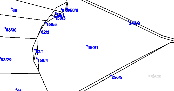 Parcela st. 150/1 v KÚ Kvaslice, Katastrální mapa