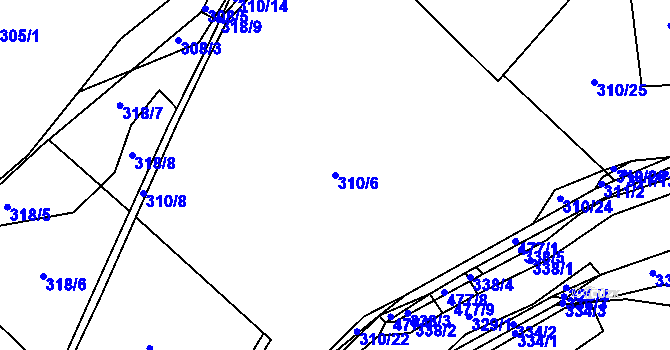 Parcela st. 310/6 v KÚ Kvaslice, Katastrální mapa