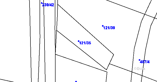 Parcela st. 121/35 v KÚ Kvaslice, Katastrální mapa
