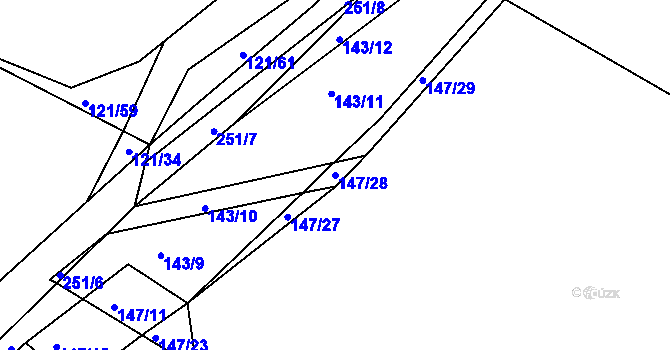 Parcela st. 147/28 v KÚ Kvaslice, Katastrální mapa