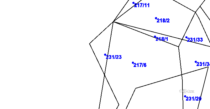 Parcela st. 231/23 v KÚ Kvaslice, Katastrální mapa