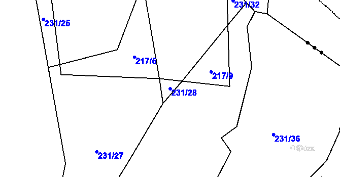 Parcela st. 231/28 v KÚ Kvaslice, Katastrální mapa