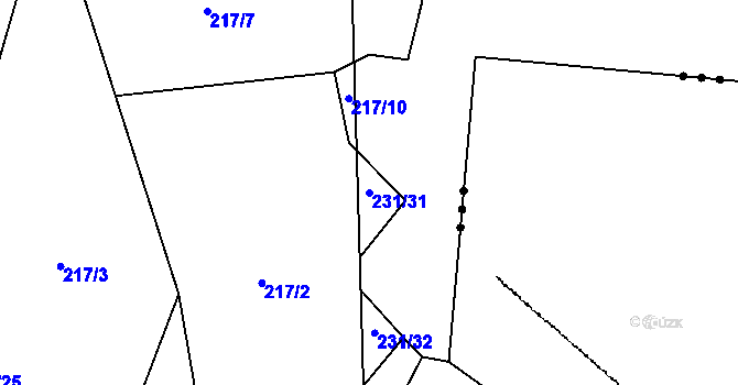 Parcela st. 231/31 v KÚ Kvaslice, Katastrální mapa