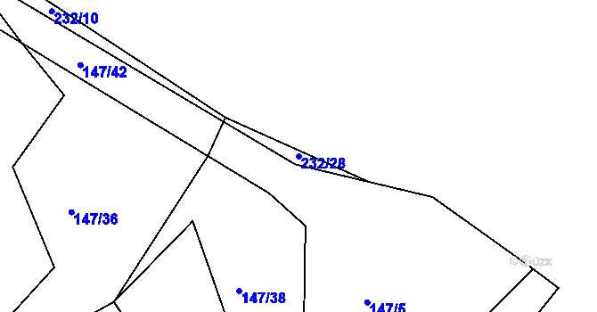 Parcela st. 232/28 v KÚ Kvaslice, Katastrální mapa