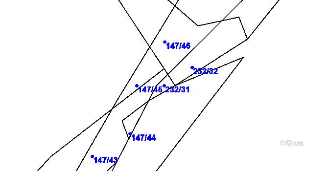 Parcela st. 232/31 v KÚ Kvaslice, Katastrální mapa