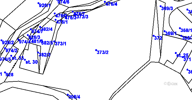 Parcela st. 373/2 v KÚ Kvaslice, Katastrální mapa