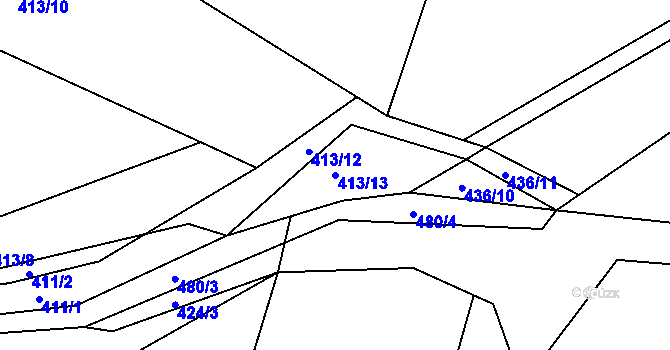 Parcela st. 413/13 v KÚ Kvaslice, Katastrální mapa